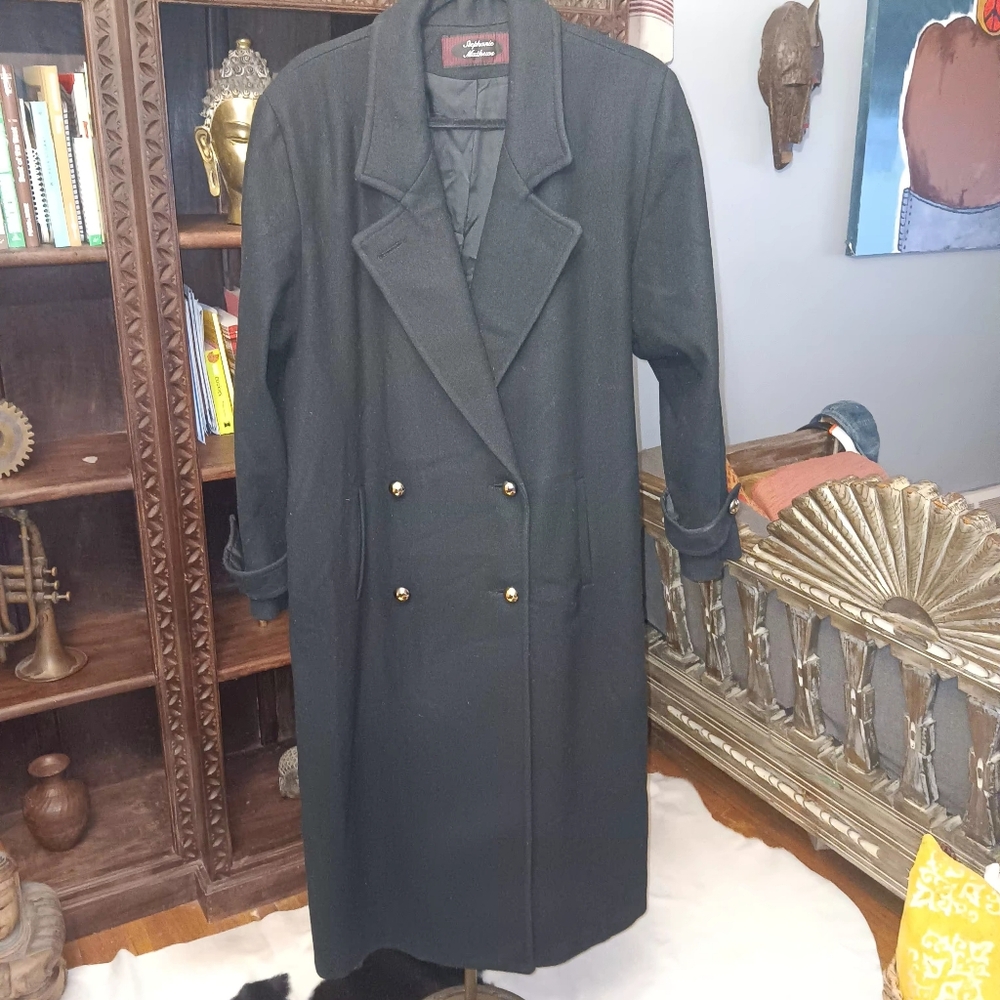Stephanie Mathews Classic Black Vintage Wool Coat